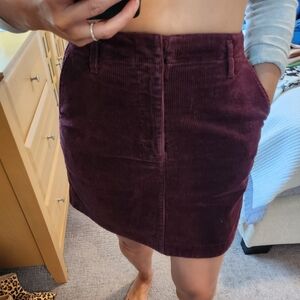 Burgundy Corduroy Mini Skirt